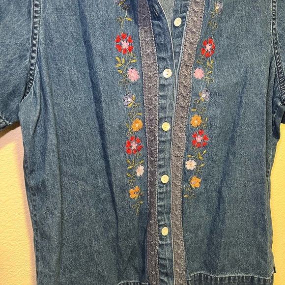 Erika Blue Denim Shirt with Red Accents - Picture 2 of 4